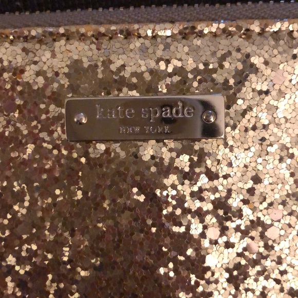 Kate Spade Gold Glitter Zipper Clutch - Picture 2 of 5